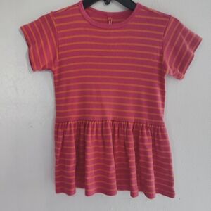 Striped Pink and Orange Peplum Top